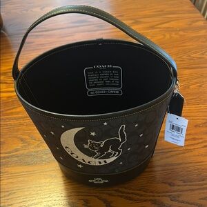 Coach Black Cat and Moon Halloween Treat Bucket CW536